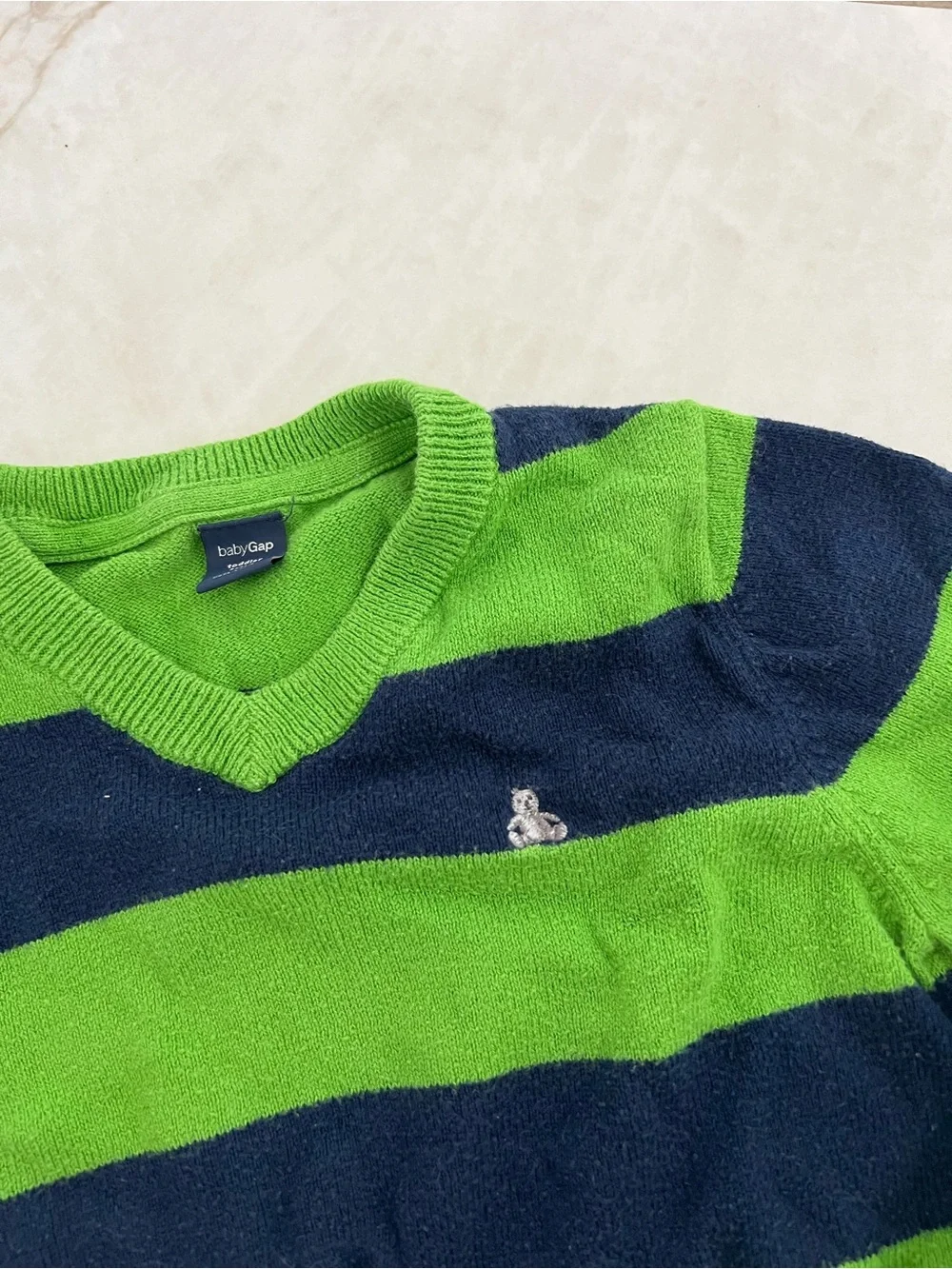 Gap Green & Blue Knit V-Neck Sweater Size 3 Years